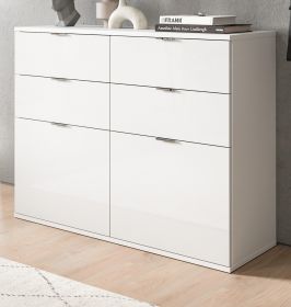 Kommode SystemX in wei� Hochglanz Flur Diele Mehrzweckschrank 110 x 85 cm