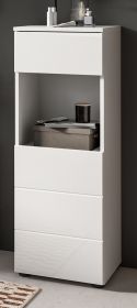 Badezimmer Kommode Larik in wei� Hochglanz Badschrank 38 x 106 cm