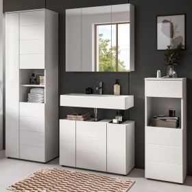 Badm�bel Set 4-teilig Larik in wei� Hochglanz Badkombination 210 x 190 cm