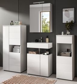 Badm�bel Set 4-teilig Larik in wei� Hochglanz Badkombination 188 x 190 cm