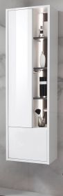 Badezimmer Hochschrank Glide in wei� Hochglanz und grau inkl. Beleuchtung 45 x 150 cm