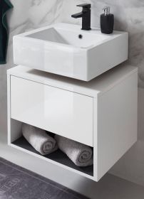 Waschbeckenunterschrank Glide in wei� Hochglanz und grau 60 cm