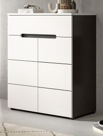 Schuhkommode Cooper in Wei� und Basalt Grau, Flurkommode 80 x 94 cm mit Soft-Close