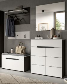 Garderobe Set 5-teilig Cooper Wei� und Basalt Grau 175 cm, Soft-Close