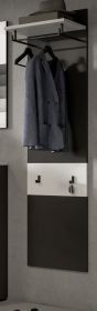 Garderobenpaneel Cooper in Basalt Grau und Wei�, Wandgarderobe 45 x 165 cm
