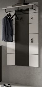 Garderobenpaneel Cooper in Wei� und Basalt Grau, Wandgarderobe 80 x 141 cm