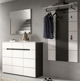 Garderobe Set 3-teilig Cooper in Wei� und Basalt Grau 215 cm, Soft-Close und Vollauszug