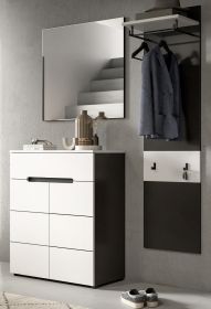 Garderobe Set 3-teilig Cooper in wei� und grau 140 cm, Soft-Close