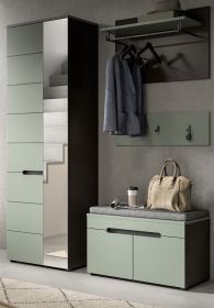 Garderobe Set 4-teilig Cooper in Salbei Gr�n und Basalt Grau 160 cm, Soft-Close