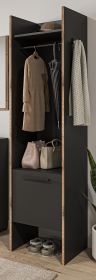 Garderobe Salud in grau und Nox Eiche Kompaktgarderobe 42 x 189 cm
