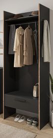 Garderobe Salud in grau und Nox Eiche Kompaktgarderobe 70 x 189 cm