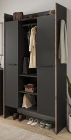 Garderobe Salud in grau und Nox Eiche Kompaktgarderobe 105 x 189 cm