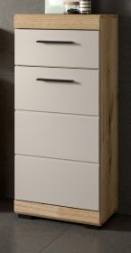 Badezimmer Kommode Shawn in Sand Kashmir und Evoke Eiche Badschrank 37 x 88 cm