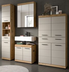 Badm�bel Set 4-teilig Shawn in Sand Kashmir und Evoke Eiche Badkombination 201 x 191 cm