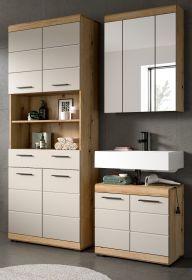 Badm�bel Set 3-teilig Shawn in Sand Kaschmir und Evoke Eiche Badkombination 149 x 191 cm