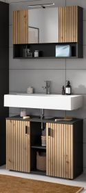 Badm�bel Set 2-teilig Livia in Artisan Eiche und grau Badkombination 80 x 180 cm