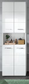 Badezimmer Hochschrank Cover in wei� Hochglanz Badschrank 60 x 185 cm