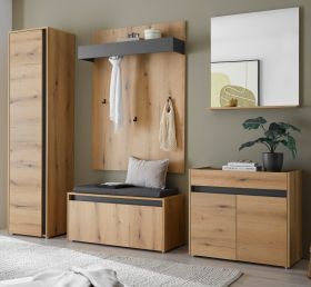 Garderobe Set 6-teilig Center in Evoke Eiche und grau Garderobenkombination 260 x 200 cm