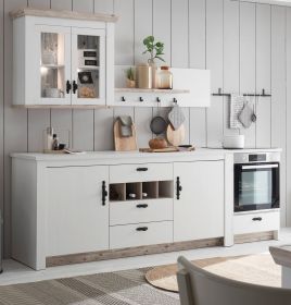 K�che Rovola in wei� Pinie Landhaus K�chenschrank Set 4-teilig 264 x 200 cm