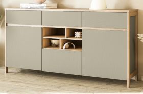 Sideboard Finnes in Salbei und Eiche Kommode skandinavisch 164 cm, Soft-Close