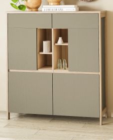 Highboard Finnes in Salbei und Eiche Kommode skandinavisch 111 x 125 cm, Soft-Close