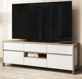 TV-Lowboard Finnes in wei� und Eiche TV Unterteil skandinavisch 164 cm, Soft-Close