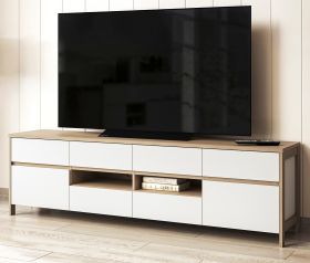 TV-Lowboard Finnes in wei� und Eiche TV Unterteil skandinavisch 193 cm, Soft-Close