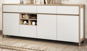 Sideboard Finnes in wei� und Eiche Kommode skandinavisch 193 cm, Soft-Close