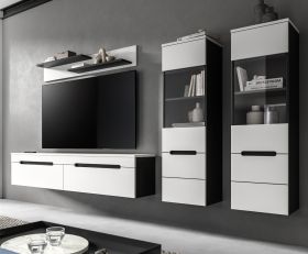 Wohnwand Cooper in wei� und grau Wohnkombination 4-teilig h�ngend / stehend 272 cm