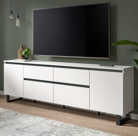 TV-Lowboard Gelia in wei� und schwarz TV Unterteil 188 x 65 cm, Soft-Close und Komforth�he