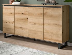 Sideboard Gelia in Evoke Eiche und schwarz Kommode 160 x 84 cm, Soft-Close