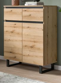 Kommode Gelia in Evoke Eiche und schwarz Highboard 80 x 99 cm, Soft-Close