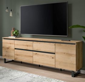TV-Lowboard Gelia in Evoke Eiche und schwarz TV Unterteil 188 x 65 cm, Soft-Close und Komforth�he
