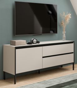 TV-Lowboard Torello in Kaschmir und Schwarz TV Unterteil mit Komforth�he 150 x 62 cm