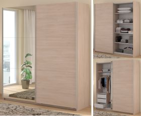 Kleiderschrank Swing in Jackson Eiche Schiebet�renschrank 2-t�rig mit Spiegel 178 x 203 cm, Soft-Close
