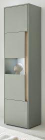 Vitrine Center in Salbei und Barista Eiche Vitrinenschrank 50 x 197 cm