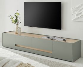 TV-Lowboard Center in Salbei und Barista Eiche TV Unterteil 223 cm TV-Board XL