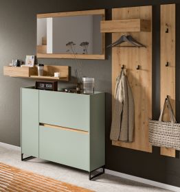 Garderobe Set 5-teilig Borga in Salbei und Artisan Eiche 236 x 192 cm, Soft-Close