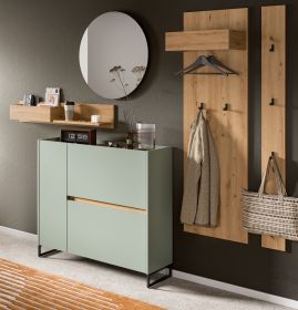 Garderobe Set 5-teilig Borga in Salbei und Artisan Eiche 236 x 197 cm, Soft-Close