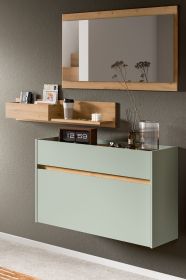 Garderobe Set 3-teilig Borga in Salbei und Artisan Eiche 140 x 197 cm