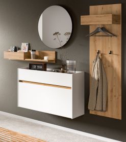 Garderobe Set 4-teilig Borga in wei� und Artisan Eiche 205 x 197 cm