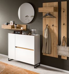 Garderobe Set 5-teilig Borga in wei� und Artisan Eiche 236 x 197 cm, Soft-Close