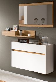 Garderobe Set 3-teilig Borga in wei� und Artisan Eiche 140 x 197 cm