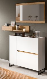 Garderobe Set 3-teilig Borga in wei� und Artisan Eiche 140 x 192 cm, Soft-Close