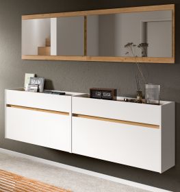 Garderobe Set 4-teilig Borga in wei� und Artisan Eiche 220 x 192 cm