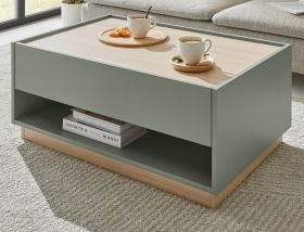 Couchtisch Center in Salbei und Barista Eiche Beistelltisch 90 x 60 cm