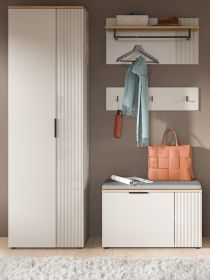 Garderobe Set 4-teilig Skid in Kaschmir Sand und Evoke Eiche 155 x 190 cm
