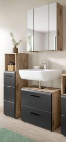 Badm�bel Set 3-teilig Cover in schwarz matt und Nox Eiche Badkombination 105 x 185 cm