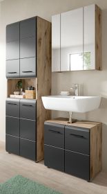 Badm�bel Set 3-teilig Cover in schwarz matt und Nox Eiche Badkombination 135 x 185 cm