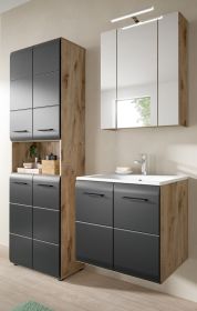 Badm�bel Set 3-teilig Cover in schwarz matt und Nox Eiche 135 x 185 cm, inkl. Waschbecken